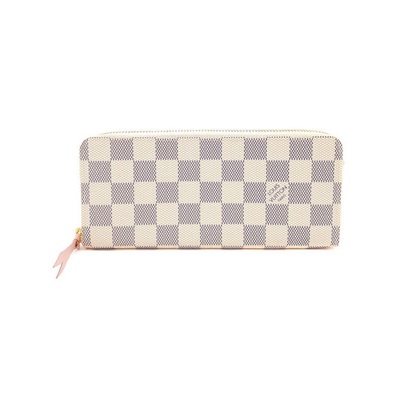 Louis Vuitton Azur White Clemence Long Wallet Portefeuille Damier Zip - Picture 1 of 5
